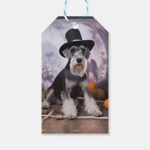 Miniature Schnauzer Pumpkins Halloween Scary  Gift Tags