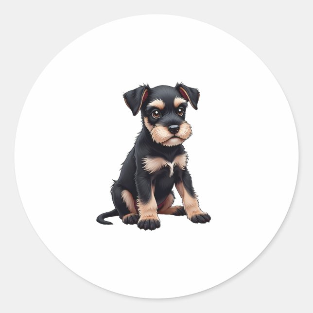 Miniature Schnauzer Puppy  (3) Classic Round Sticker (Front)