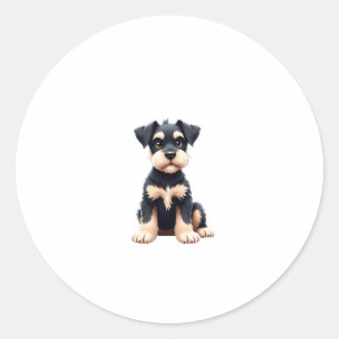 Miniature Schnauzer Puppy  (4) Classic Round Sticker