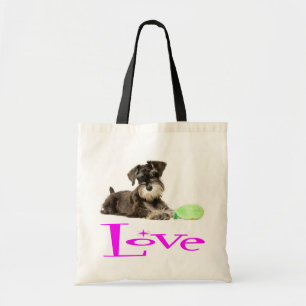 Miniature Schnauzer Puppy Dogs  Pink Love Tote Bag