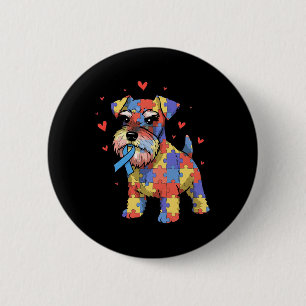 Miniature Schnauzer Puzzle Autism Awareness Dog Wo 6 Cm Round Badge