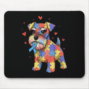 Miniature Schnauzer Puzzle Autism Awareness Dog Wo Mouse Pad