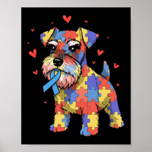 Miniature Schnauzer Puzzle Autism Awareness Dog Wo Poster