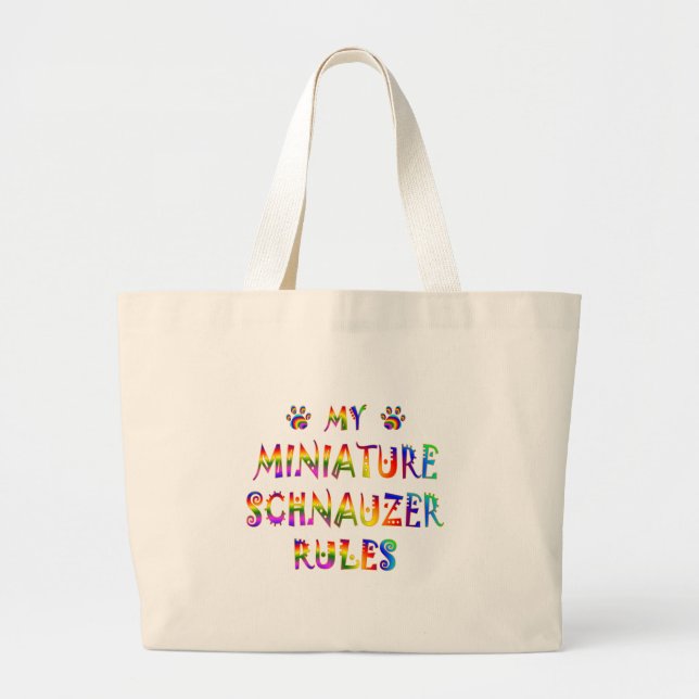 Miniature Schnauzer Rules Fun Large Tote Bag (Front)
