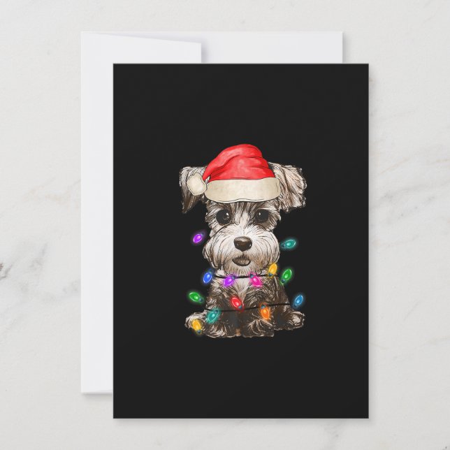 Miniature Schnauzer Santa Christmas Tree Lights Xm Invitation (Front)
