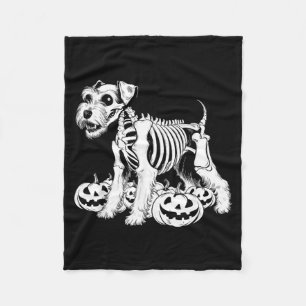 Miniature Schnauzer Skeleton Birthday Halloween Fleece Blanket