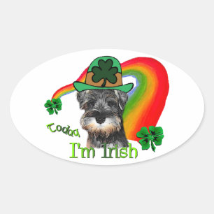 Miniature Schnauzer St Patricks Oval Sticker