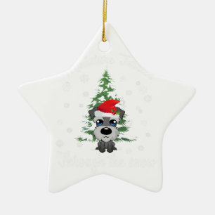 Miniature Schnauzer Through Snow Christmas Dog Ceramic Tree Decoration