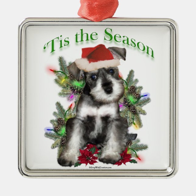 Miniature Schnauzer ‘Tis Metal Tree Decoration (Front)
