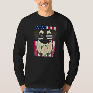 Miniature Schnauzer Usa Flag Schnauzer Dog Sunglas T-Shirt