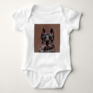 Miniature Schnauzer Water Colour Art Painting Baby Bodysuit