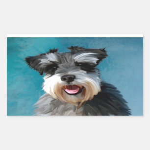 Miniature Schnauzer Water Colour Art Painting Rectangular Sticker