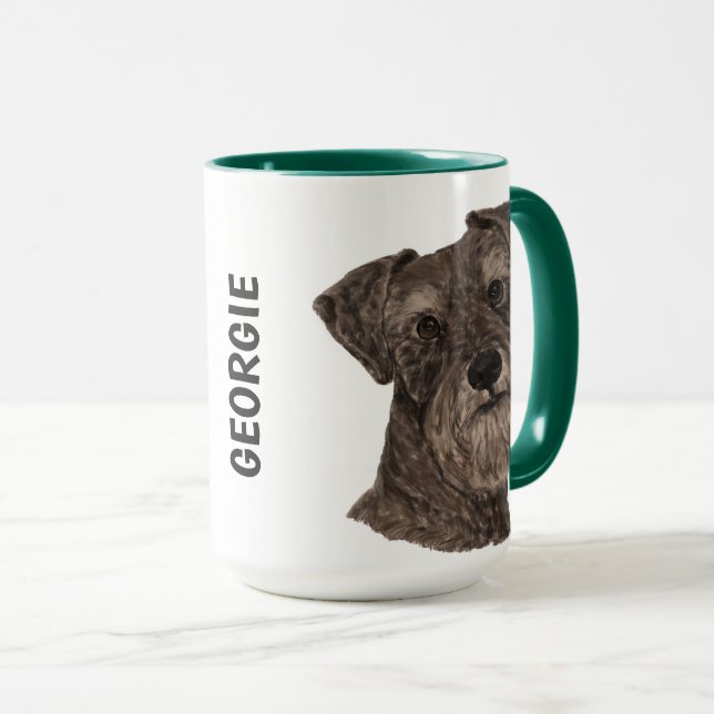 Miniature Schnauzer Watercolor Personalised Mug (Front Right)