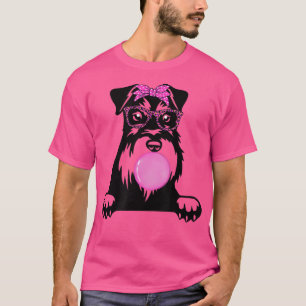 Miniature Schnauzer with bubble gum bandanna glass T-Shirt
