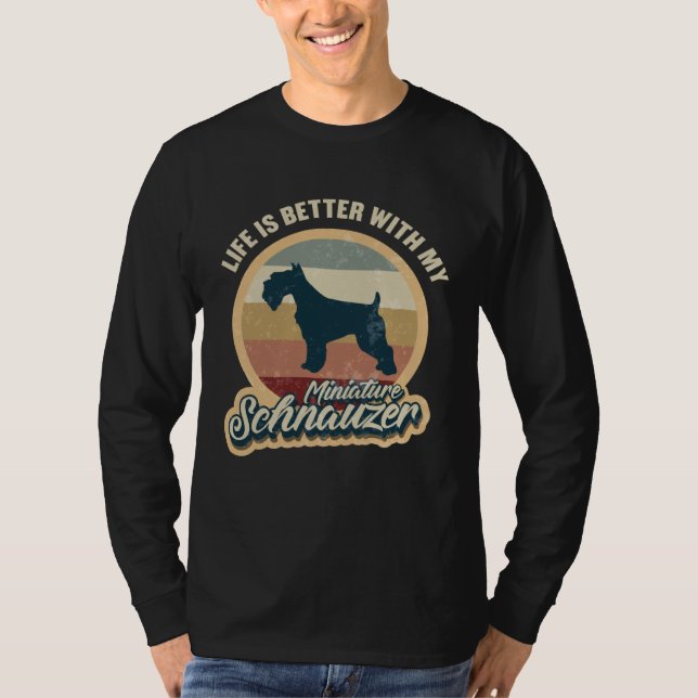Miniature Schnauzer  with dogs Retro T-Shirt (Front)