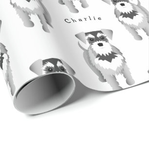 Miniature Schnauzer with Your Dogs Name Wrapping Paper