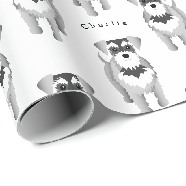Miniature Schnauzer with Your Dogs Name Wrapping Paper (Roll Corner)
