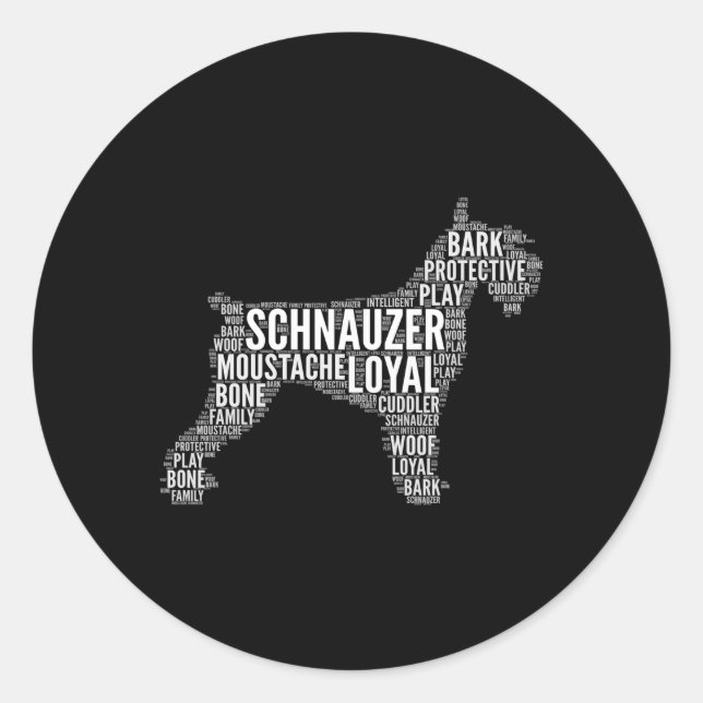 Miniature Schnauzer Word Cloud Schnauzer Owner Fan Classic Round Sticker (Front)