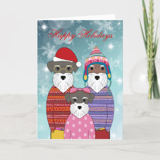 Miniature Schnauzers Christmas Family Portrait Holiday Card