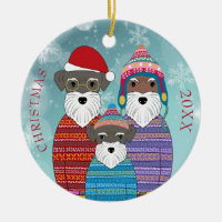 Miniature Schnauzers Christmas Family Portrait Pos