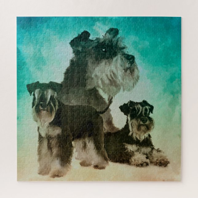 Miniature Schnauzers Collage  Digital Art Jigsaw Puzzle (Vertical)