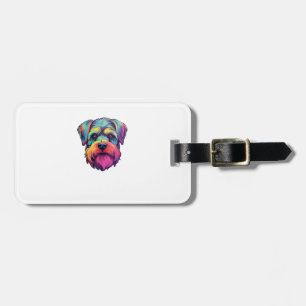 Miniature Shining Schnauzer Neon Retro Sticker   Luggage Tag