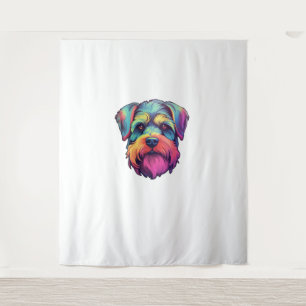 Miniature Shining Schnauzer Neon Retro Sticker Tapestry