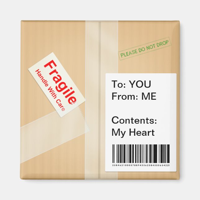 Miniature Shipping Box Cute Custom Text Button Magnet (Front)