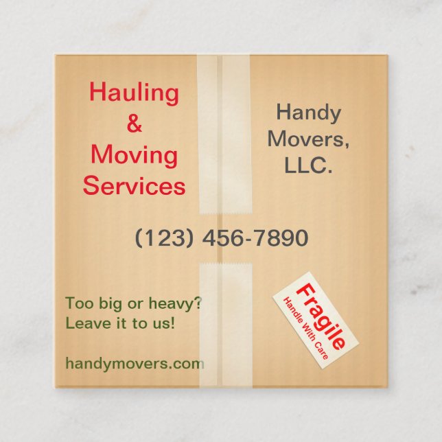 Miniature Shipping Box Handyman Hauling Moving  Square Business Card (Front)