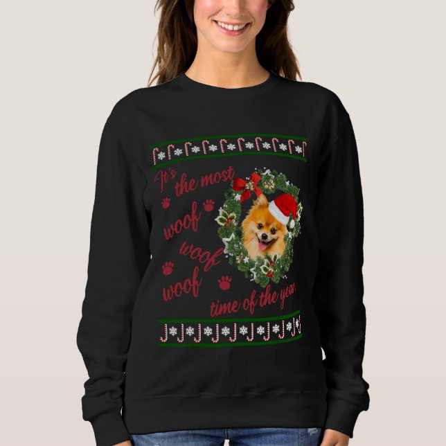 Miniature Spitz Pomeranian Merry Sweatshirt (Front)