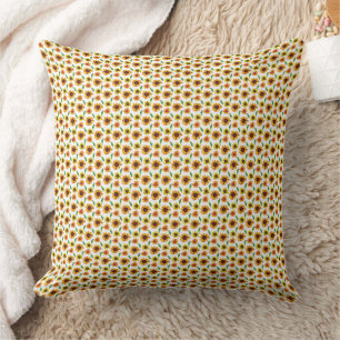Miniature Sunflowers & Botanical Leaves Pattern Cushion