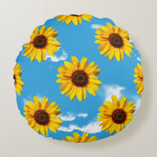 Miniature Sunflowers Pattern Round Cushion