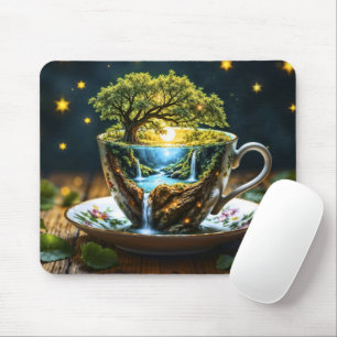 Miniature teacup wonderland colourful art mouse pad