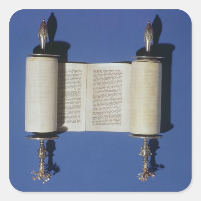 Miniature Torah Scroll, 1765 Square Sticker (Front)