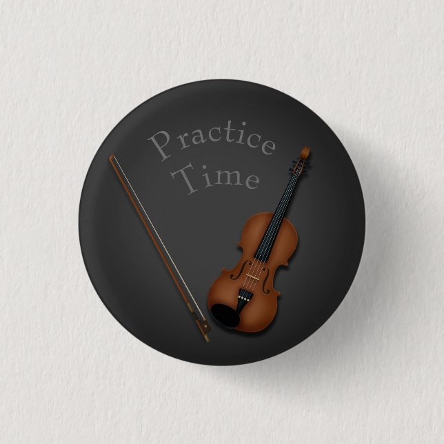 Miniature Violin & Bow Inside Personalised 3 Cm Round Badge (Front)