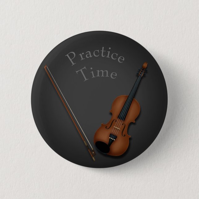 Miniature Violin & Bow Inside Personalised 6 Cm Round Badge (Front)