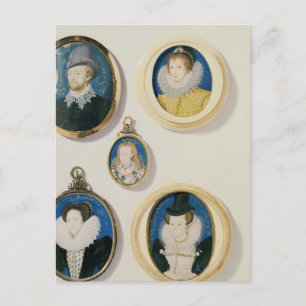 Miniatures, from L to R, T to B: Man with a Hand f Postcard