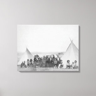 Miniconjou Indians outside Tipis Photograph Canvas Print
