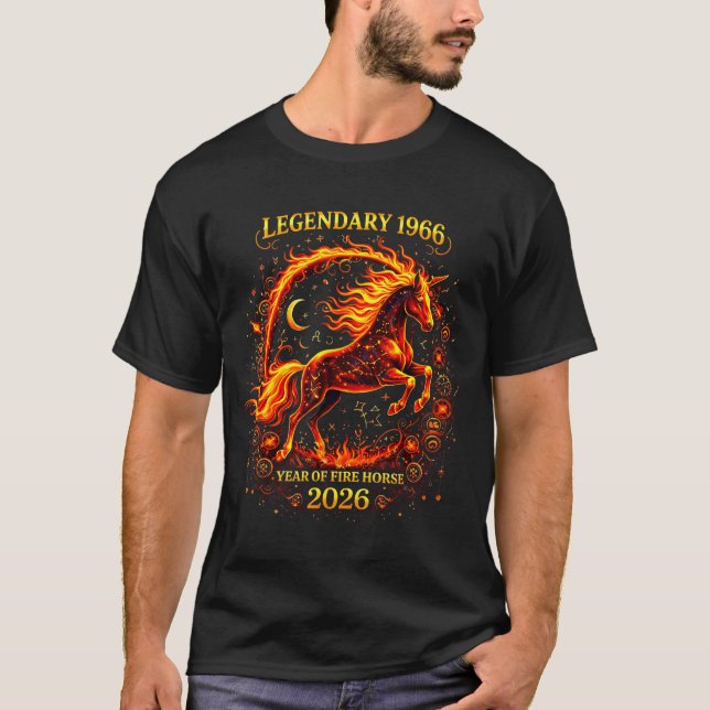 Minimal 1966 Year Fire Horse 60th T-Shirt (Front)