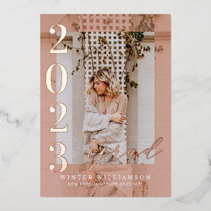 Minimal 2022 Grad Party Script Pink Overlay Photo