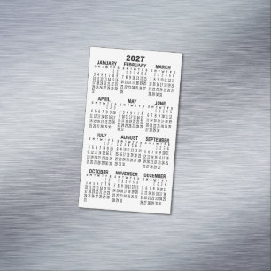 Minimal 2027 Mini Calendar - Black and White Magnetic Business Card