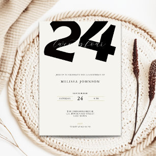 Minimal 24th Birthday Invitation - Bold Typo