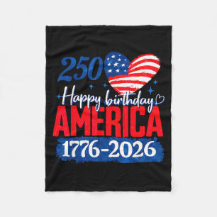 Minimal 250 Years Happy Birthday America Fleece Blanket