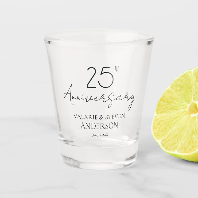 Minimal 25 the Anniversary Keepsake Shot glass (Front)