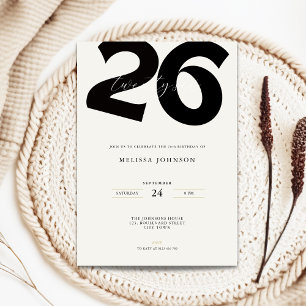 Minimal 26th Birthday Invitation - Bold Typo