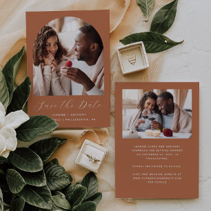 Minimal 2-Photo Boho Arch Terracotta Save The Date