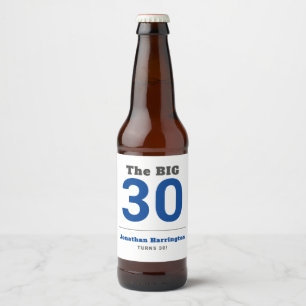 Minimal 30th Birthday Party Beer Bottle Label