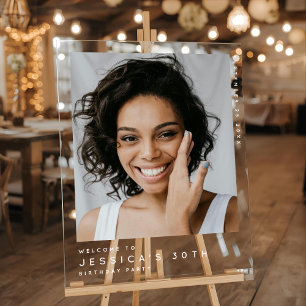 Minimal 30th Thirty Birthday Party Photo Welcome Acrylic Sign