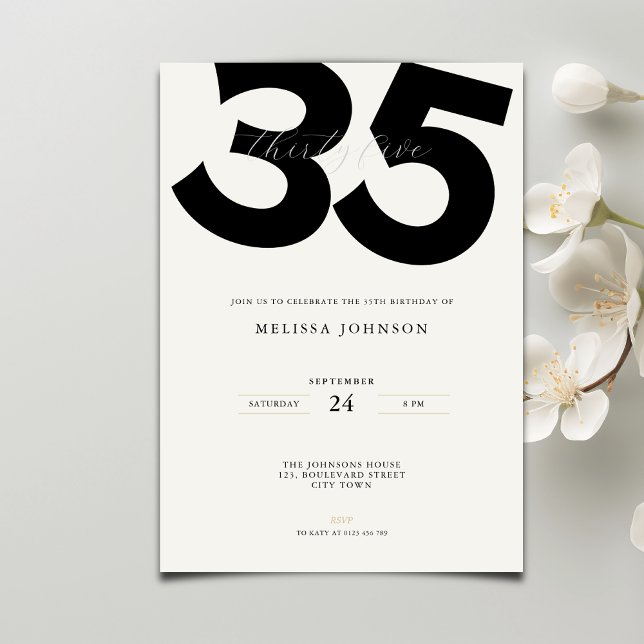 Minimal 35th Birthday Invitation: Elegant Style Invitation (Creator Uploaded)