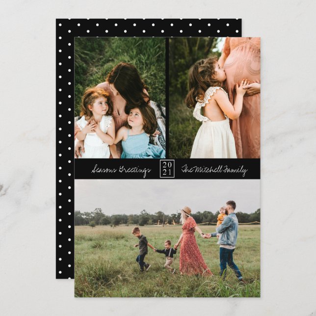 Minimal 3 Photo Black Announcement (Front/Back)